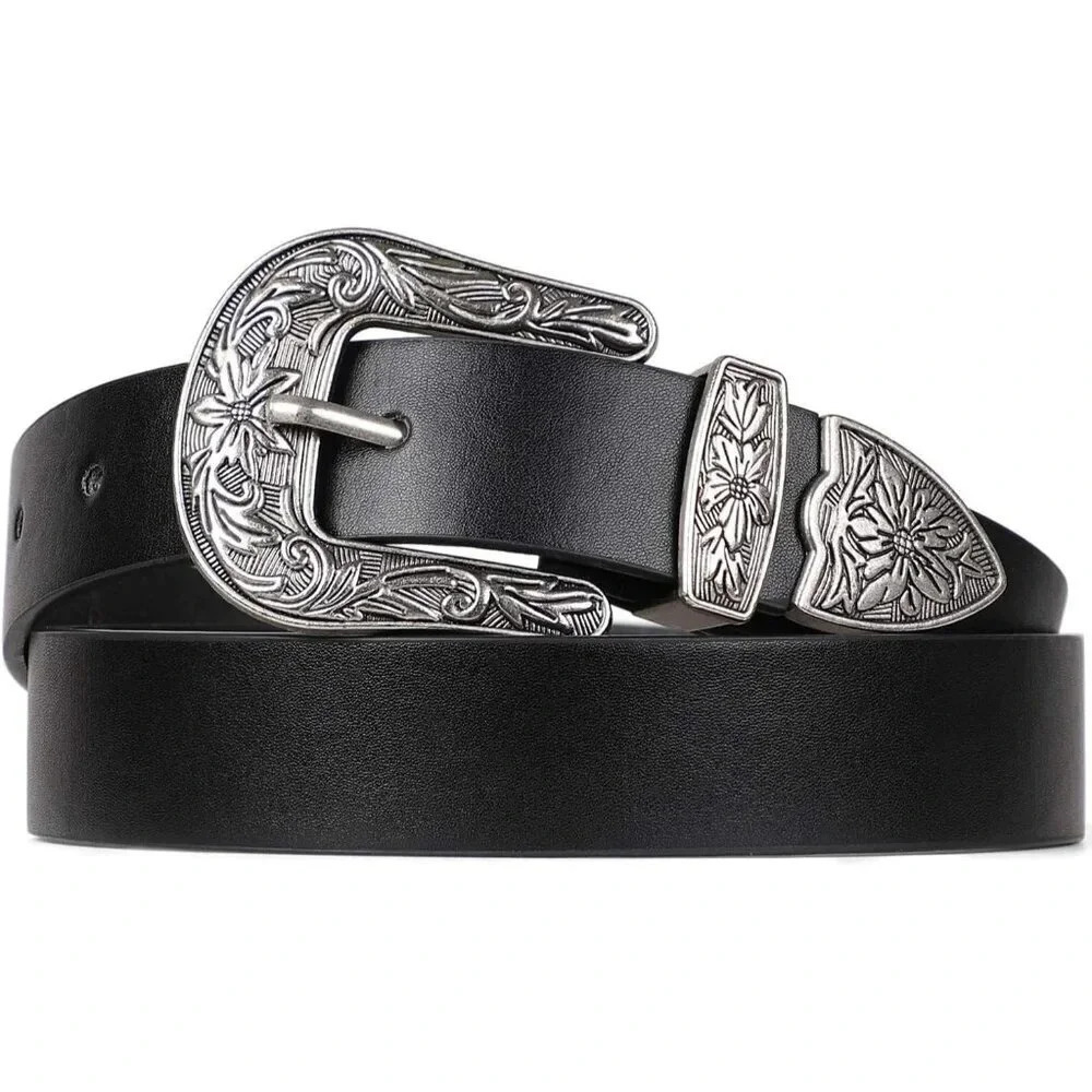❤️Women Black Vintage  Western Design Ladies Waist Belt for Pants Jeans Dresses